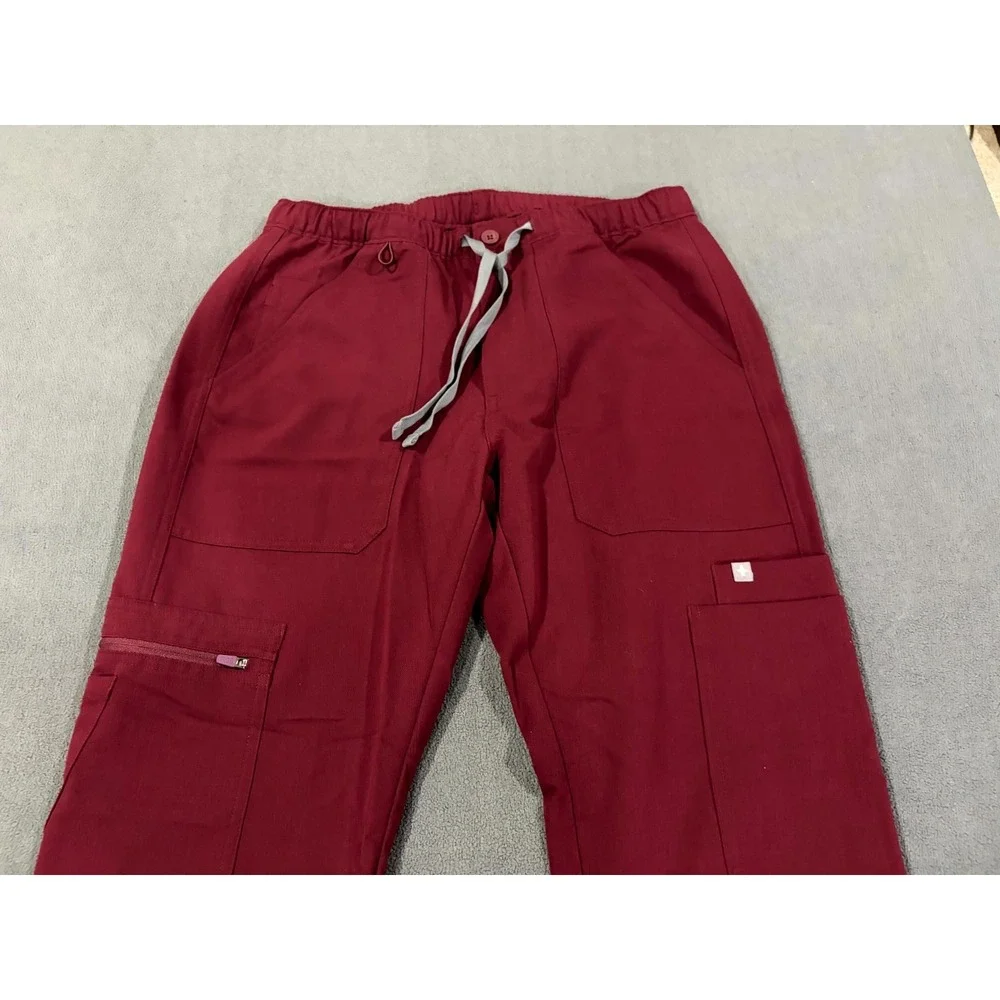 FIGS Technical Collection Cargo Scrub Pants Mens XS/S Red Drawstring Stretch